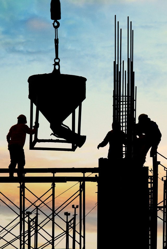 Construction de la structure d'un bâtiment en béton armé